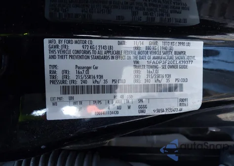 2014 Ford Focus Se from USA, damaged, VIN 1FADP3F20EL439377